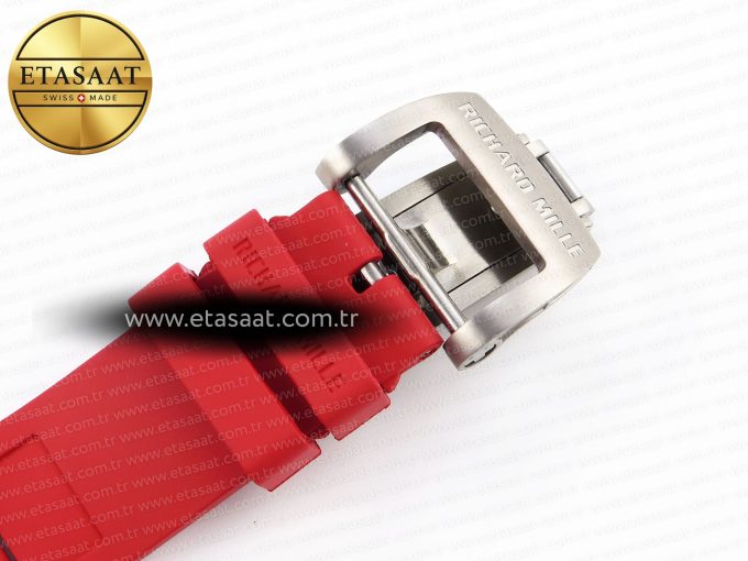 RM035 RED CARBON SONIC BEST EDITION SKELETON DIAL ON RED RUBBER STRAP CLONE RMUL2 - Görsel 24