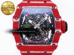 RM035 RED CARBON SONIC BEST EDITION SKELETON DIAL ON RED RUBBER STRAP CLONE RMUL2 - Görsel 4