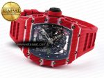 RM035 RED CARBON SONIC BEST EDITION SKELETON DIAL ON RED RUBBER STRAP CLONE RMUL2 - Görsel 6