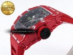 RM035 RED CARBON SONIC BEST EDITION SKELETON DIAL ON RED RUBBER STRAP CLONE RMUL2 - Görsel 8