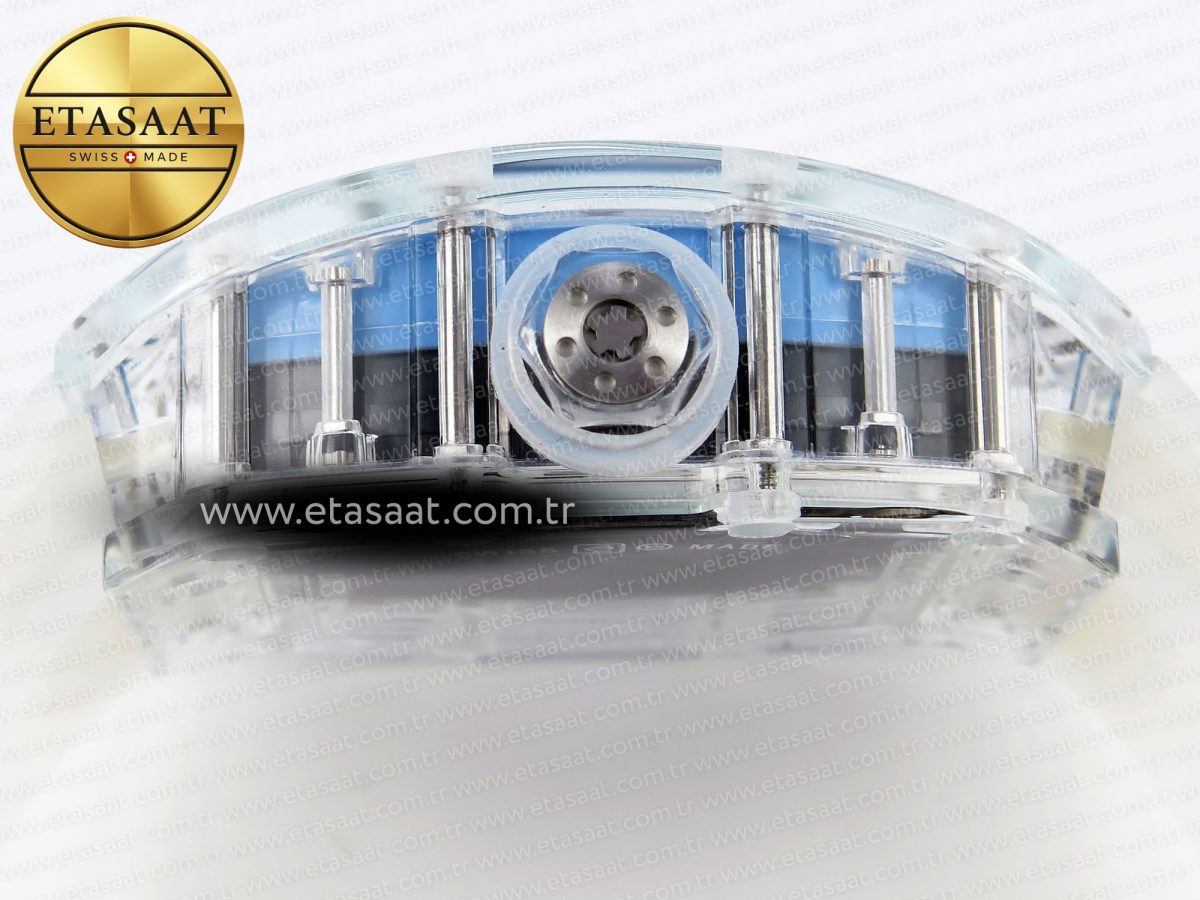 Richard Mille RM035 SKELETON BLUE DIAL ON TRANSLUCENT RUBBER RMUL2 - Görsel 13