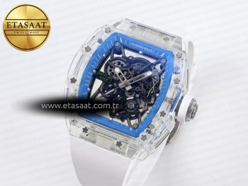 RM035 TRANSPARENT RMF BEST EDITION SKELETON BLUE DIAL ON WHITE RUBBER STRAP CLONE RMUL2