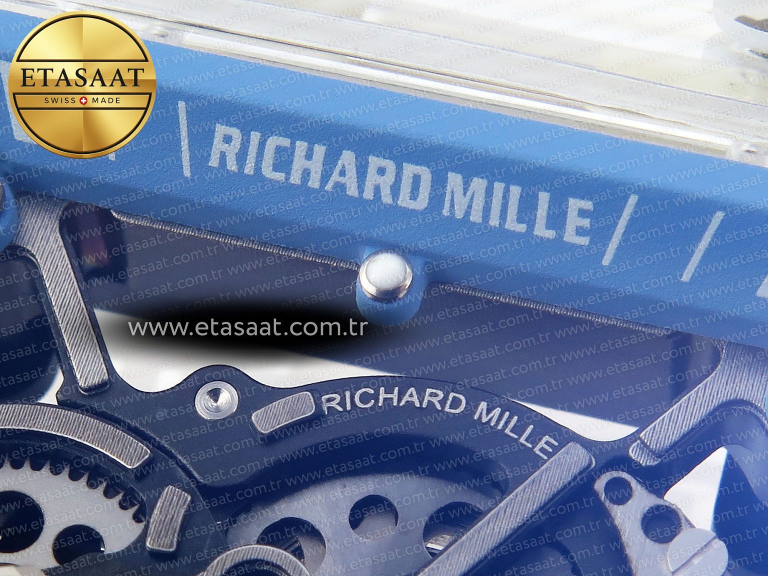 Richard Mille RM035 SKELETON BLUE DIAL ON WHITE RUBBER RMUL2 - Görsel 10