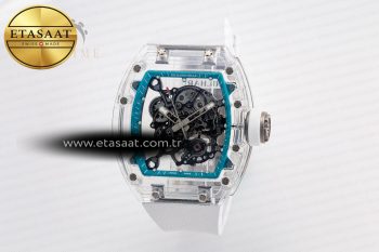 RM055 Transparent SONIC Best Edition Skeleton Blue Dial on White Nylon Strap Clone RMUL2