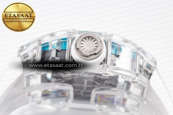 RM055 Transparent SONIC Best Edition Skeleton Blue Dial on White Nylon Strap Clone RMUL2 - Görsel 13