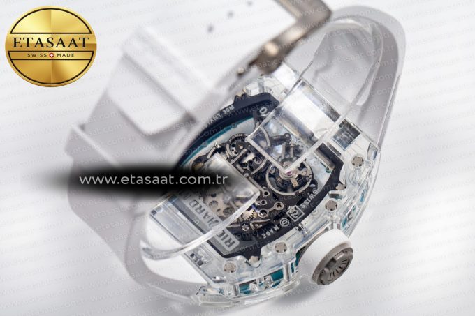 RM055 Transparent SONIC Best Edition Skeleton Blue Dial on White Nylon Strap Clone RMUL2 - Görsel 14