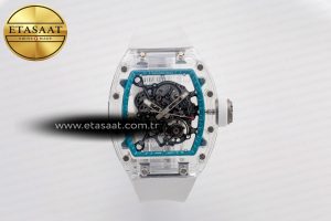 RM055 Transparent SONIC Best Edition Skeleton Blue Dial on White Nylon Strap Clone RMUL2 - Görsel 3