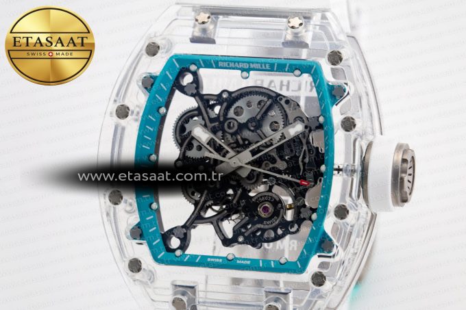 RM055 Transparent SONIC Best Edition Skeleton Blue Dial on White Nylon Strap Clone RMUL2 - Görsel 4