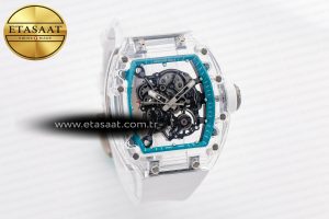 RM055 Transparent SONIC Best Edition Skeleton Blue Dial on White Nylon Strap Clone RMUL2 - Görsel 5