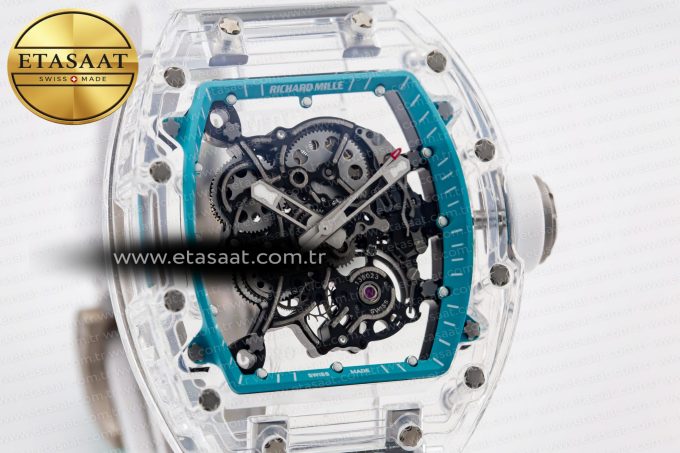 RM055 Transparent SONIC Best Edition Skeleton Blue Dial on White Nylon Strap Clone RMUL2 - Görsel 6
