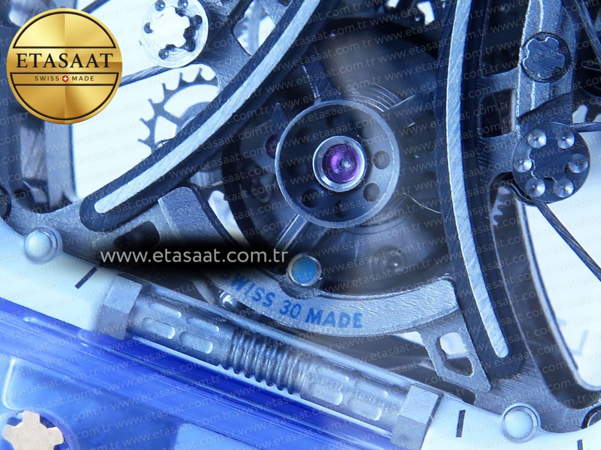 RM53-02 BLUE TRANSPARENT TOURBILLON RMF BEST EDITION SKELETON DIAL ON WHITE RUBBER STRAP V2 - Görsel 11