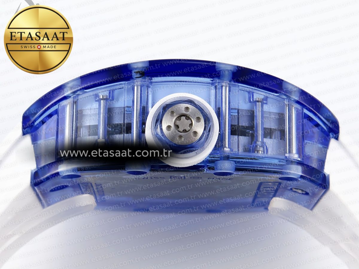 RM53-02 BLUE TRANSPARENT TOURBILLON RMF BEST EDITION SKELETON DIAL ON WHITE RUBBER STRAP V2 - Görsel 14