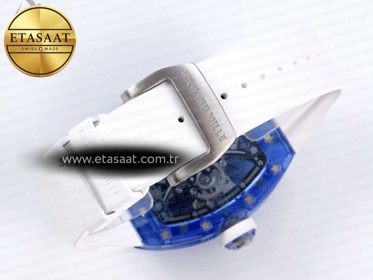 RM53-02 BLUE TRANSPARENT TOURBILLON RMF BEST EDITION SKELETON DIAL ON WHITE RUBBER STRAP V2 - Görsel 15
