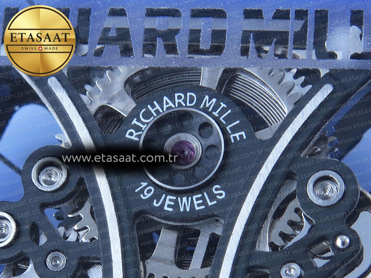 RM53-02 BLUE TRANSPARENT TOURBILLON RMF BEST EDITION SKELETON DIAL ON WHITE RUBBER STRAP V2 - Görsel 19