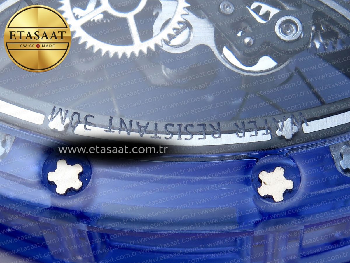 RM53-02 BLUE TRANSPARENT TOURBILLON RMF BEST EDITION SKELETON DIAL ON WHITE RUBBER STRAP V2 - Görsel 23