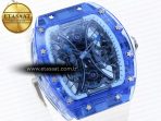 RM53-02 BLUE TRANSPARENT TOURBILLON RMF BEST EDITION SKELETON DIAL ON WHITE RUBBER STRAP V2 - Görsel 5