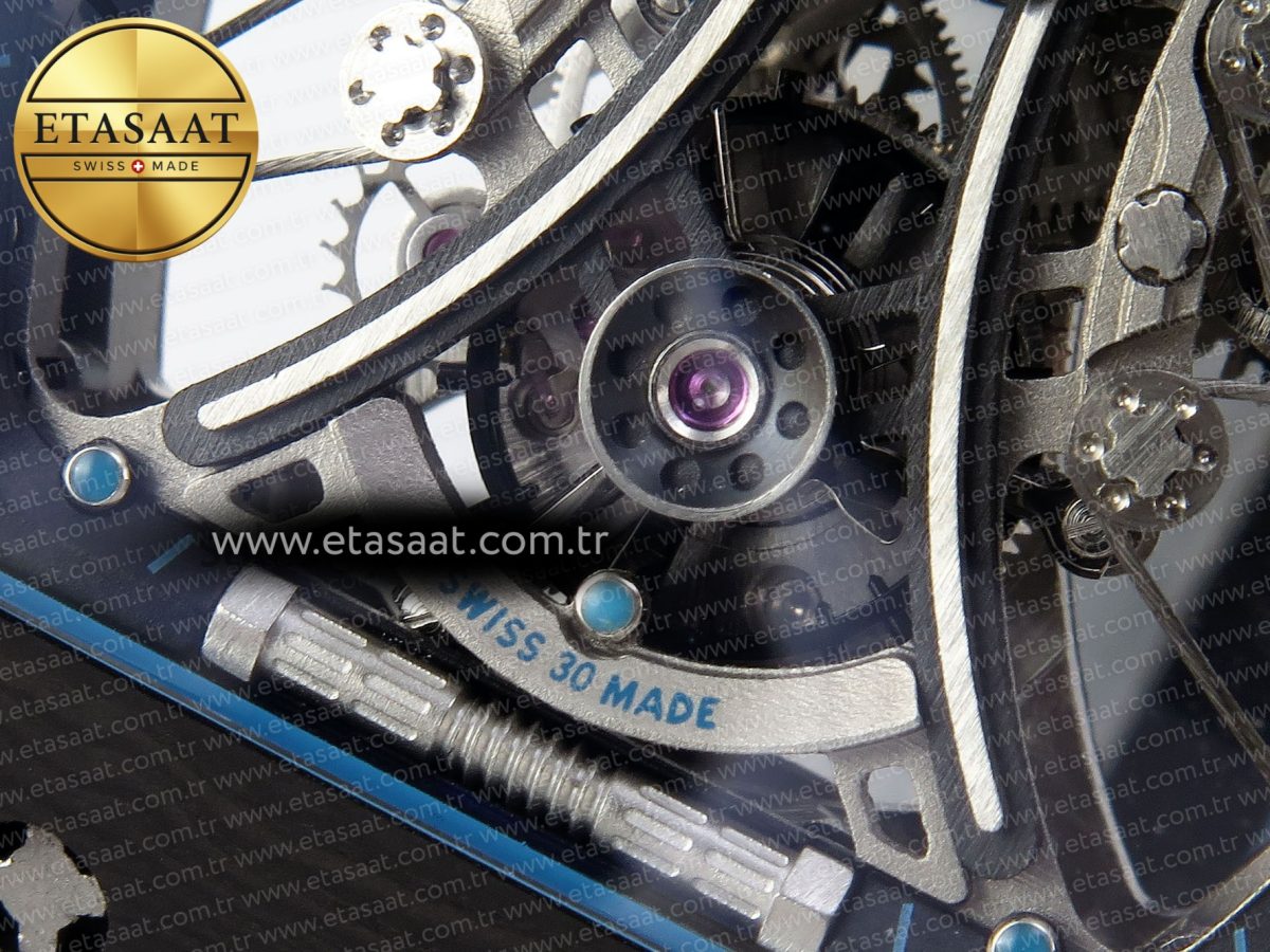 RM53-02 TOURBILLON CARBON RMF BEST EDITION SKELETON DIAL ON BLUE NYLON STRAP - Görsel 11