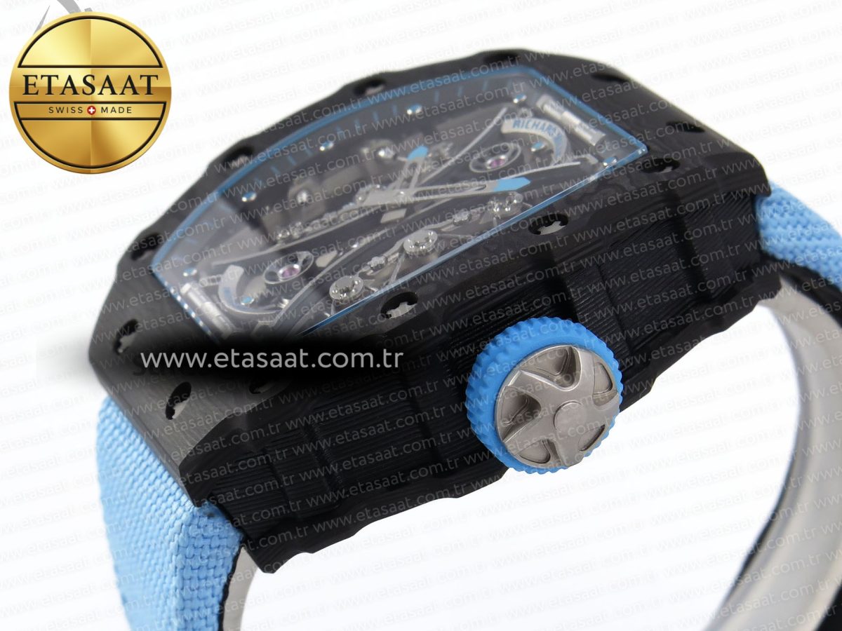 RM53-02 TOURBILLON CARBON RMF BEST EDITION SKELETON DIAL ON BLUE NYLON STRAP - Görsel 8