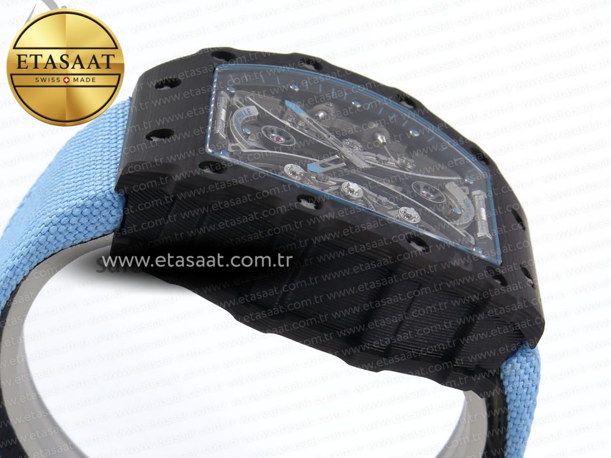 RM53-02 TOURBILLON CARBON RMF BEST EDITION SKELETON DIAL ON BLUE NYLON STRAP - Görsel 9