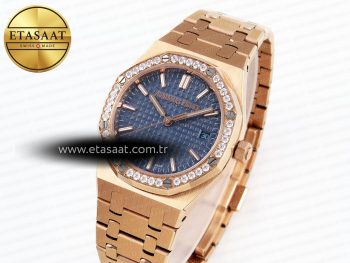 Royal Oak 33mm RG 8F 1:1 Best Edition Blue Dial Diamonds Bezel on RG Bracelet Swiss Quartz