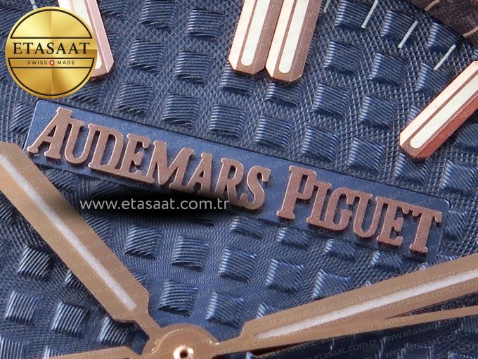 Royal Oak 33mm RG 8F 1:1 Best Edition Blue Dial Diamonds Bezel on RG Bracelet Swiss Quartz - Görsel 10