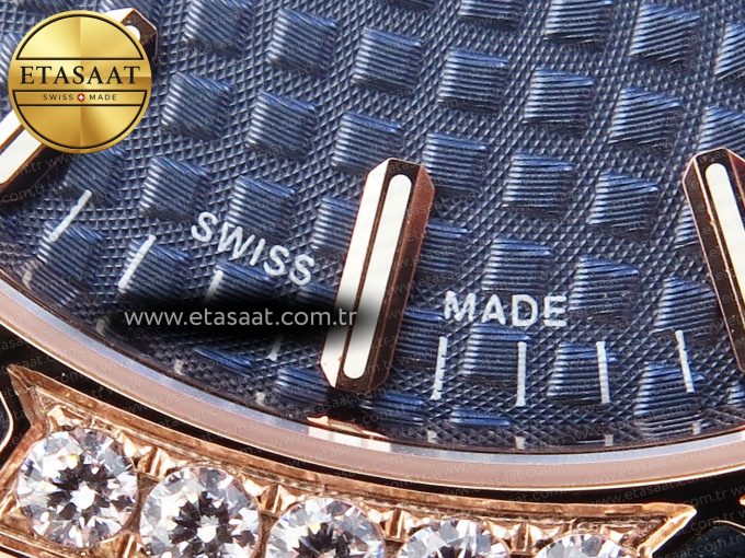 Royal Oak 33mm RG 8F 1:1 Best Edition Blue Dial Diamonds Bezel on RG Bracelet Swiss Quartz - Görsel 12