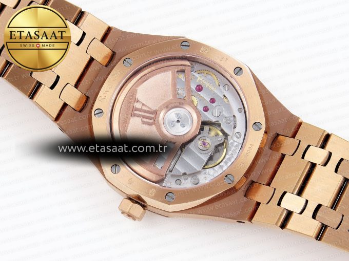 Royal Oak 33mm RG 8F 1:1 Best Edition Blue Dial Diamonds Bezel on RG Bracelet Swiss Quartz - Görsel 16