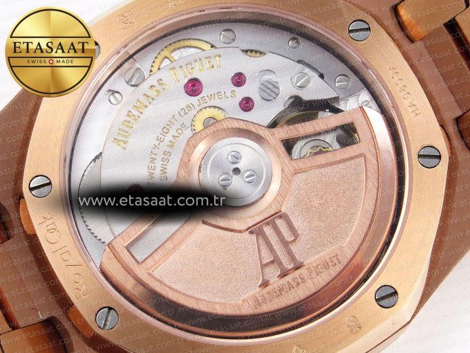 Royal Oak 33mm RG 8F 1:1 Best Edition Blue Dial Diamonds Bezel on RG Bracelet Swiss Quartz - Görsel 17