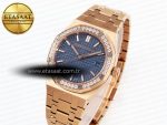 Royal Oak 33mm RG 8F 1:1 Best Edition Blue Dial Diamonds Bezel on RG Bracelet Swiss Quartz - Görsel 2
