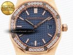 Royal Oak 33mm RG 8F 1:1 Best Edition Blue Dial Diamonds Bezel on RG Bracelet Swiss Quartz - Görsel 4
