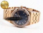 Royal Oak 33mm RG 8F 1:1 Best Edition Blue Dial Diamonds Bezel on RG Bracelet Swiss Quartz - Görsel 6