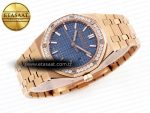 Royal Oak 33mm RG 8F 1:1 Best Edition Blue Dial Diamonds Bezel on RG Bracelet Swiss Quartz - Görsel 7