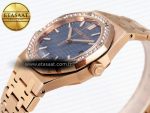 Royal Oak 33mm RG 8F 1:1 Best Edition Blue Dial Diamonds Bezel on RG Bracelet Swiss Quartz - Görsel 8