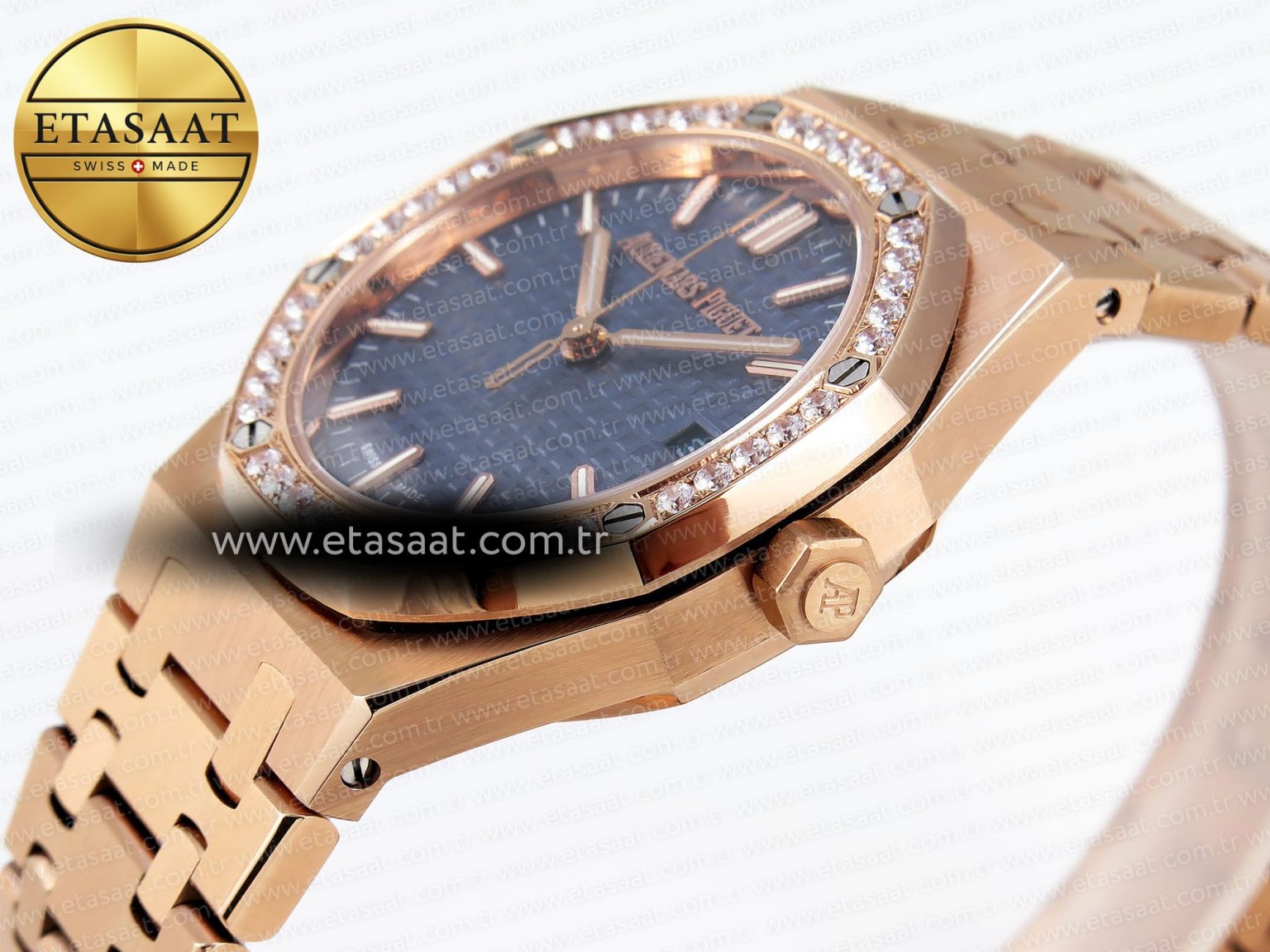 Audemars Piguet Blue Dial Diamonds Bezel on RG - Görsel 8