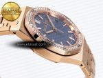 Royal Oak 33mm RG 8F 1:1 Best Edition Blue Dial Diamonds Bezel on RG Bracelet Swiss Quartz - Görsel 9