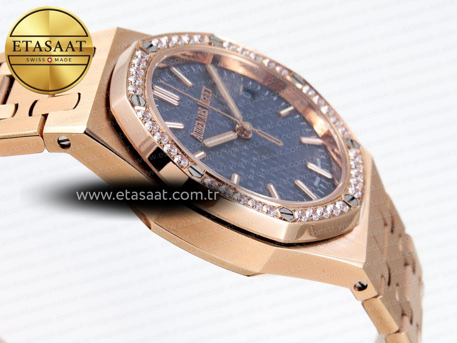 Audemars Piguet Blue Dial Diamonds Bezel on RG - Görsel 9