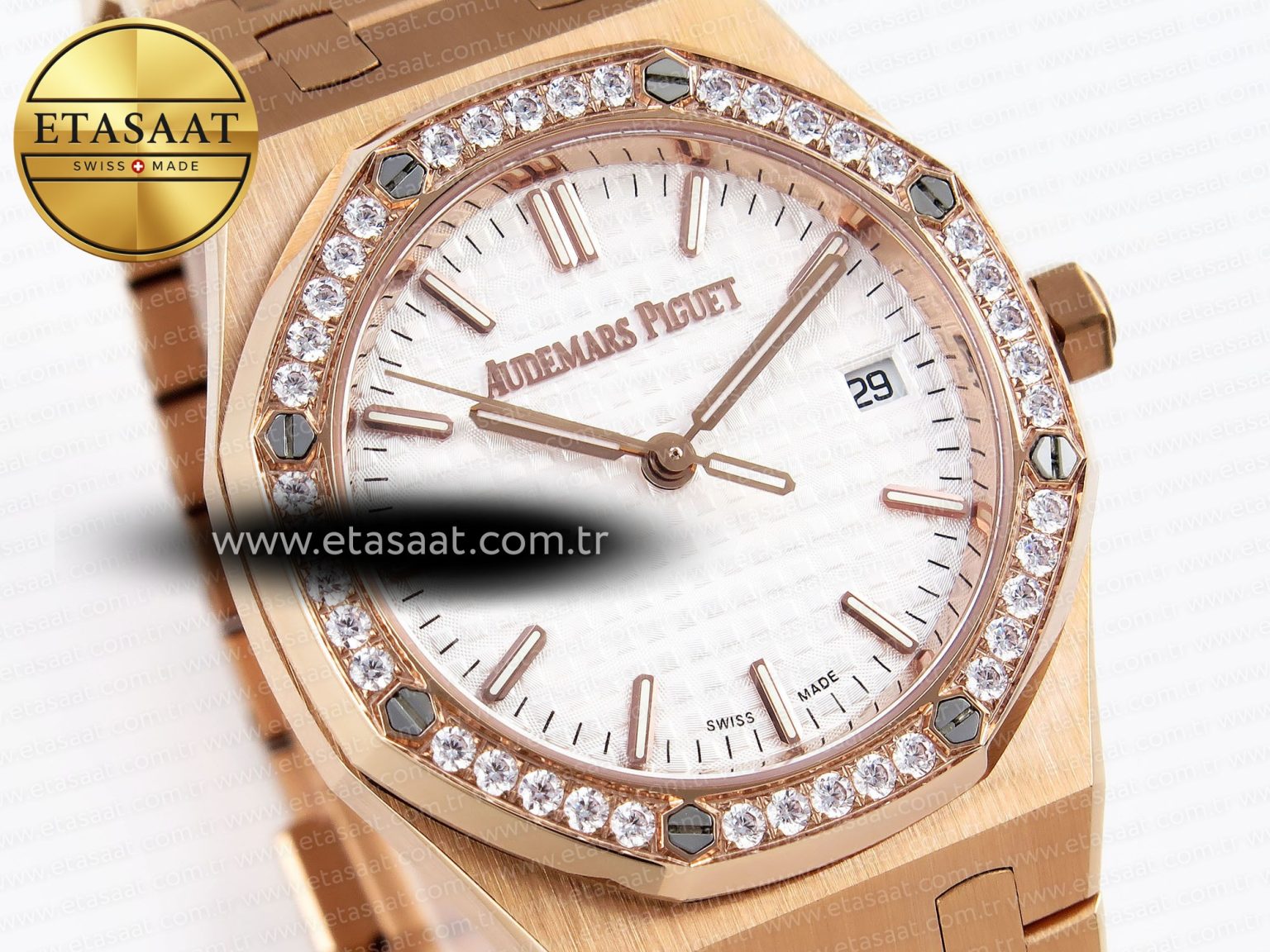 Audemars Piguet White Dial Diamonds Swiss Quartz - Görsel 5