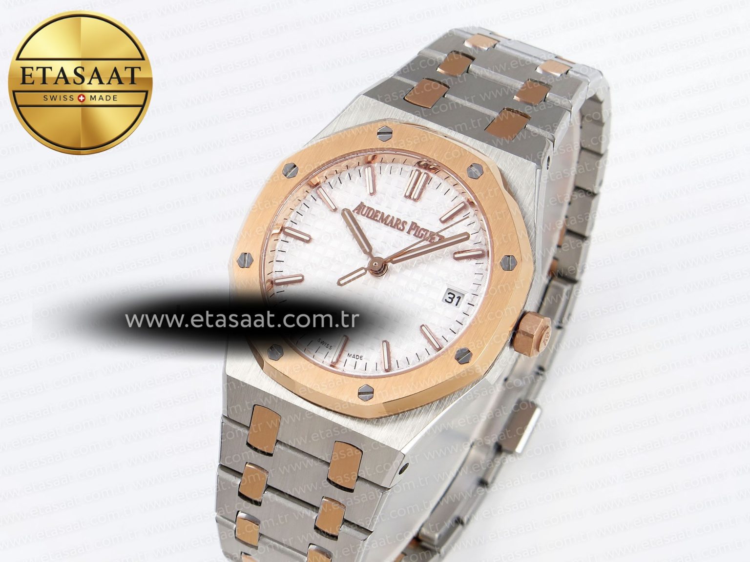 Audemars Piguet White Dial on SS/RG Bracelet Swiss Quartz - Görsel 2