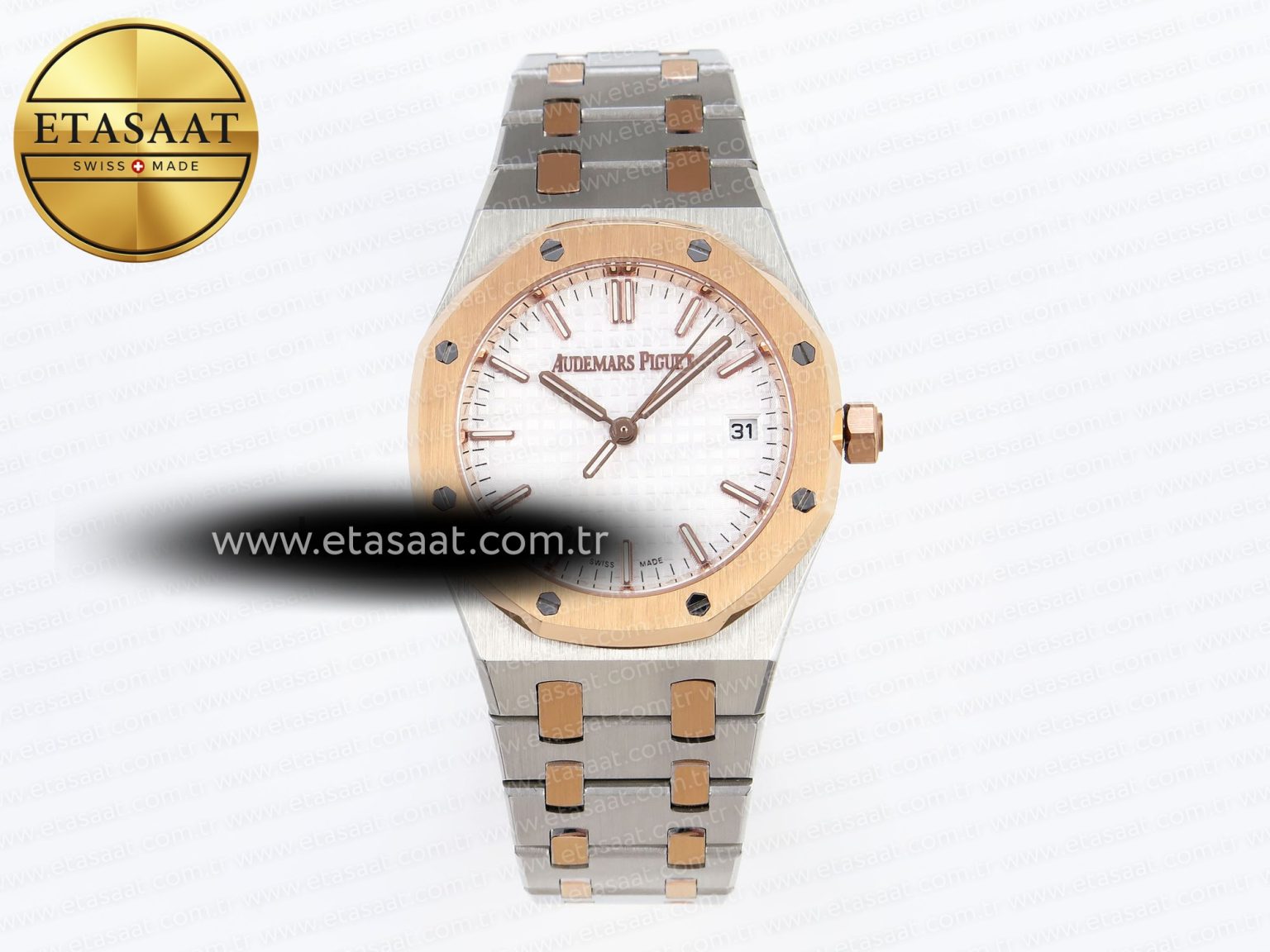 Audemars Piguet White Dial on SS/RG Bracelet Swiss Quartz - Görsel 3