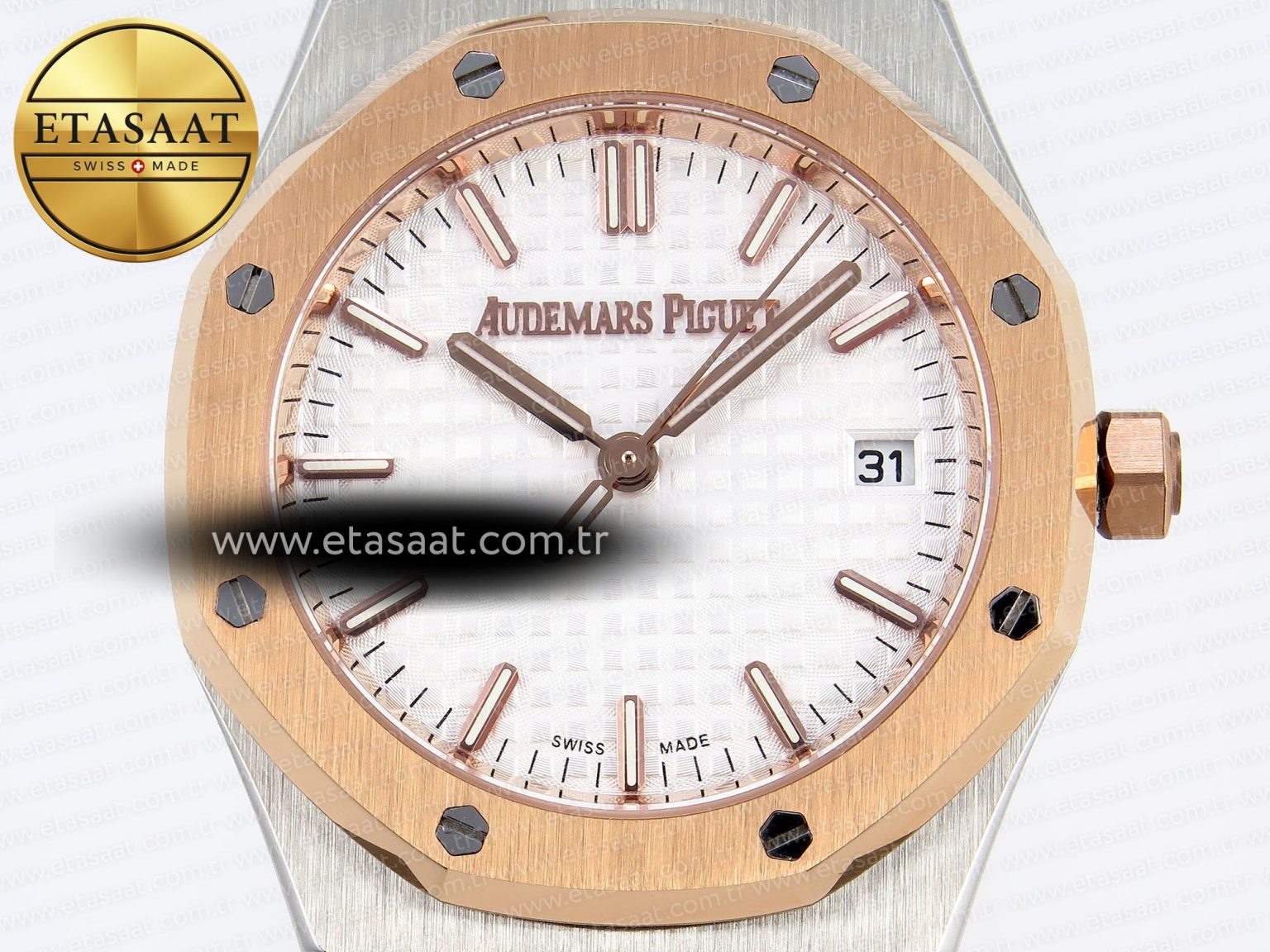 Audemars Piguet White Dial on SS/RG Bracelet Swiss Quartz - Görsel 4