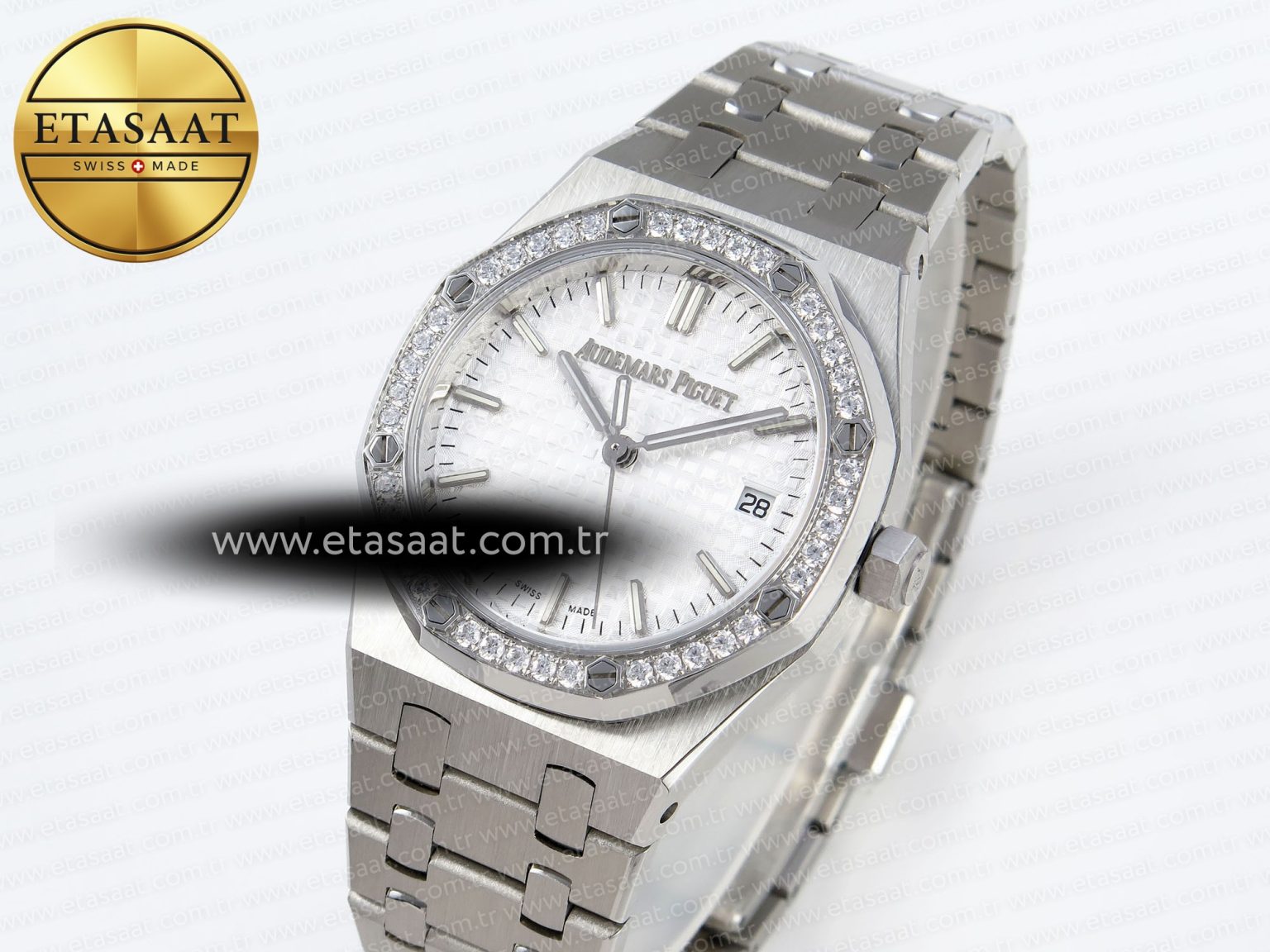 Audemars Piguet WHITE DIAL DIAMONDS BEZEL ON SS A5800 - Görsel 1