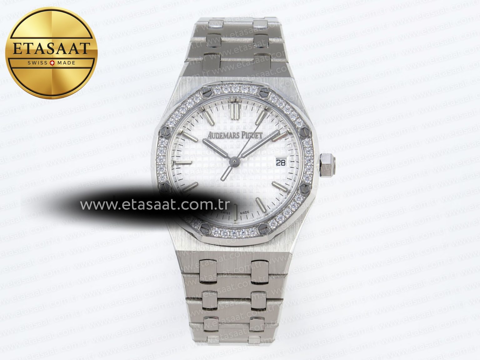 Audemars Piguet WHITE DIAL DIAMONDS BEZEL ON SS A5800 - Görsel 3