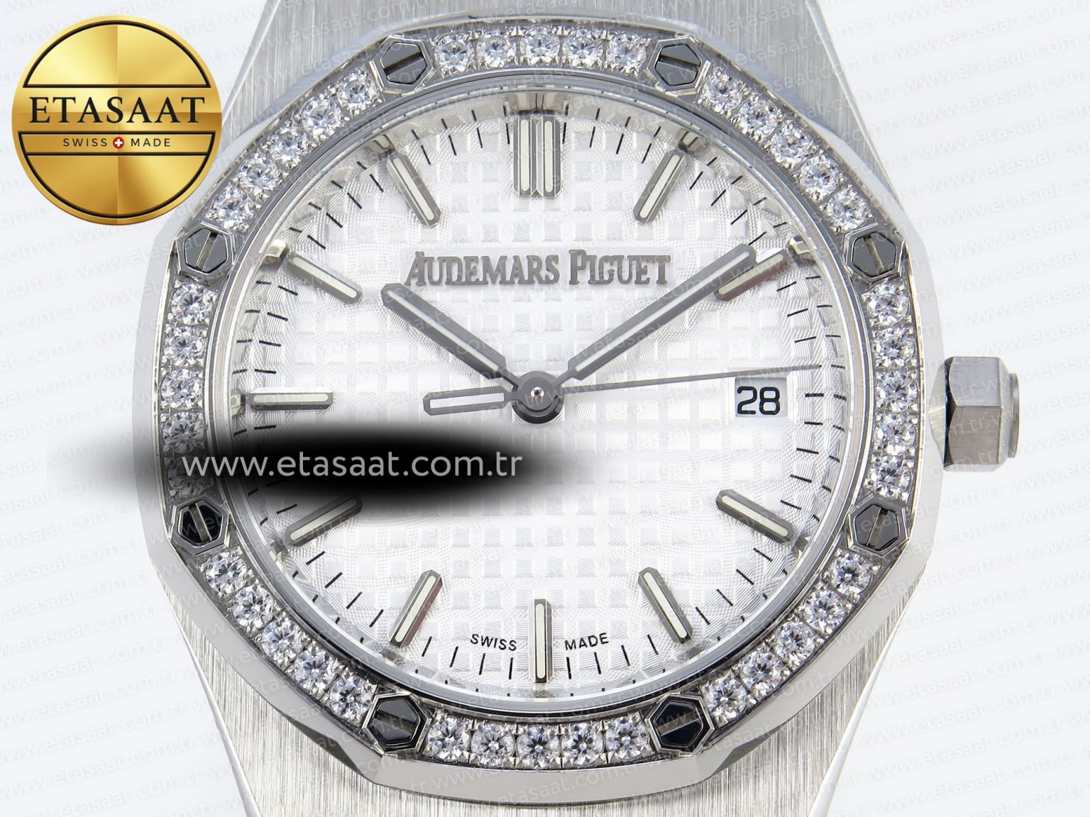 Audemars Piguet WHITE DIAL DIAMONDS BEZEL ON SS A5800 - Görsel 4