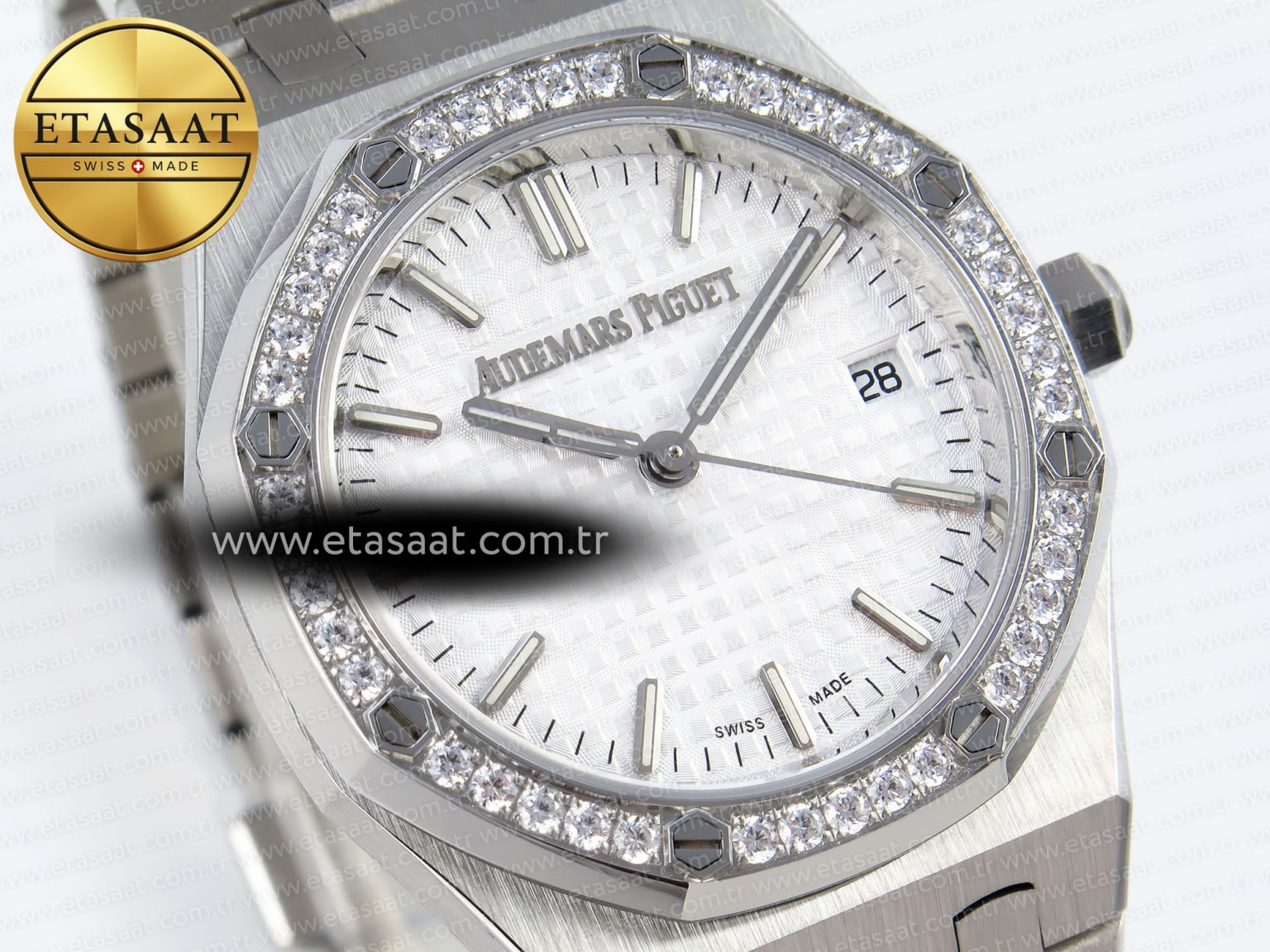 Audemars Piguet WHITE DIAL DIAMONDS BEZEL ON SS A5800 - Görsel 5