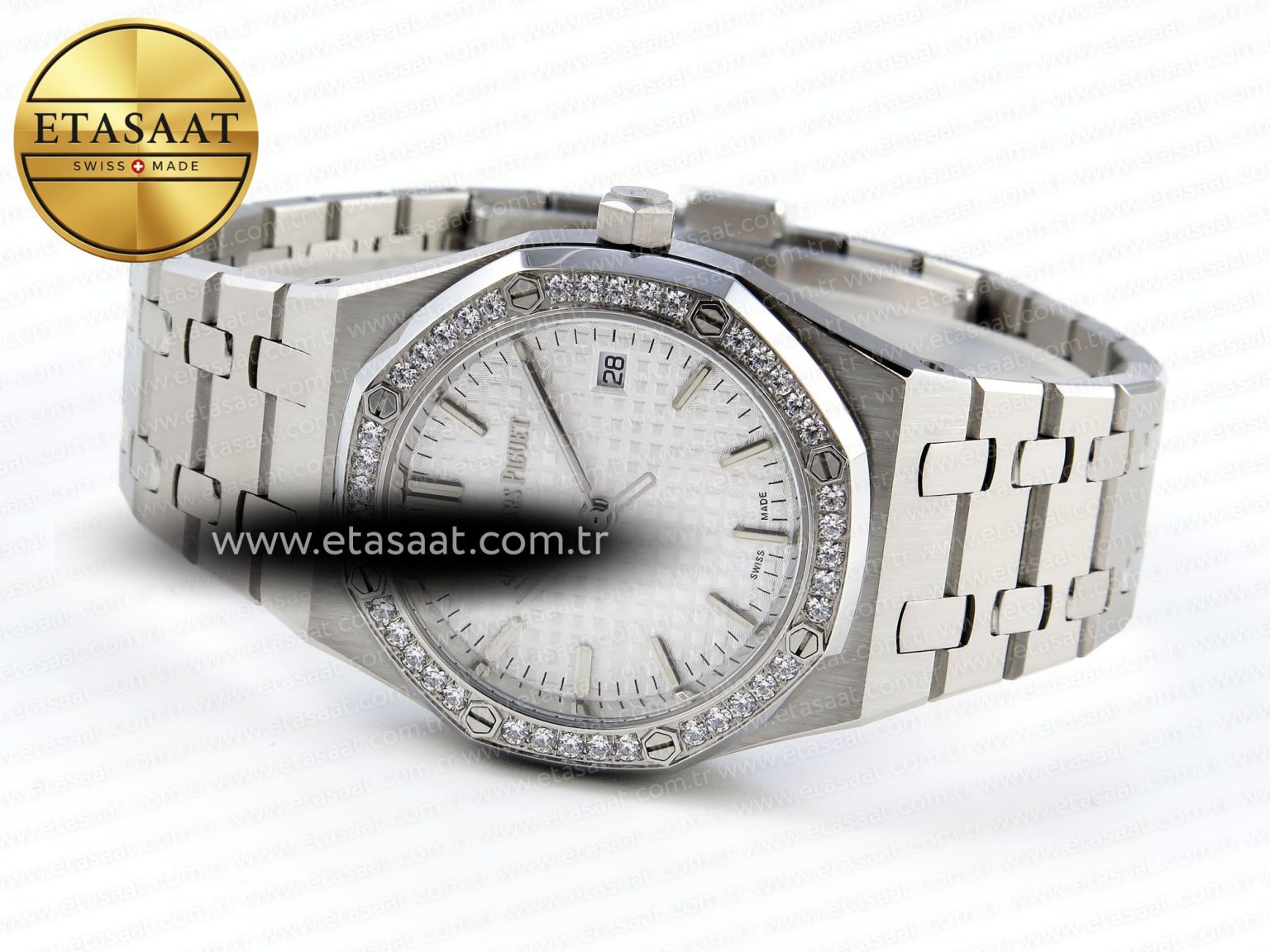 Audemars Piguet WHITE DIAL DIAMONDS BEZEL ON SS A5800 - Görsel 6