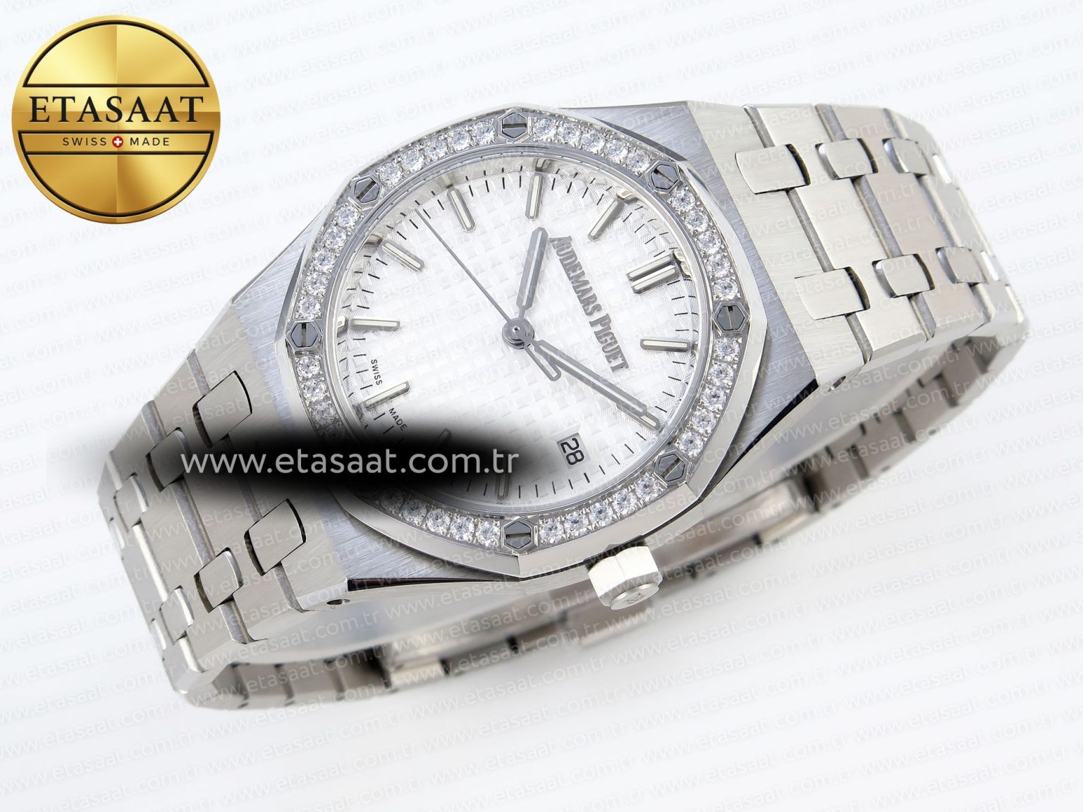 Audemars Piguet WHITE DIAL DIAMONDS BEZEL ON SS A5800 - Görsel 7