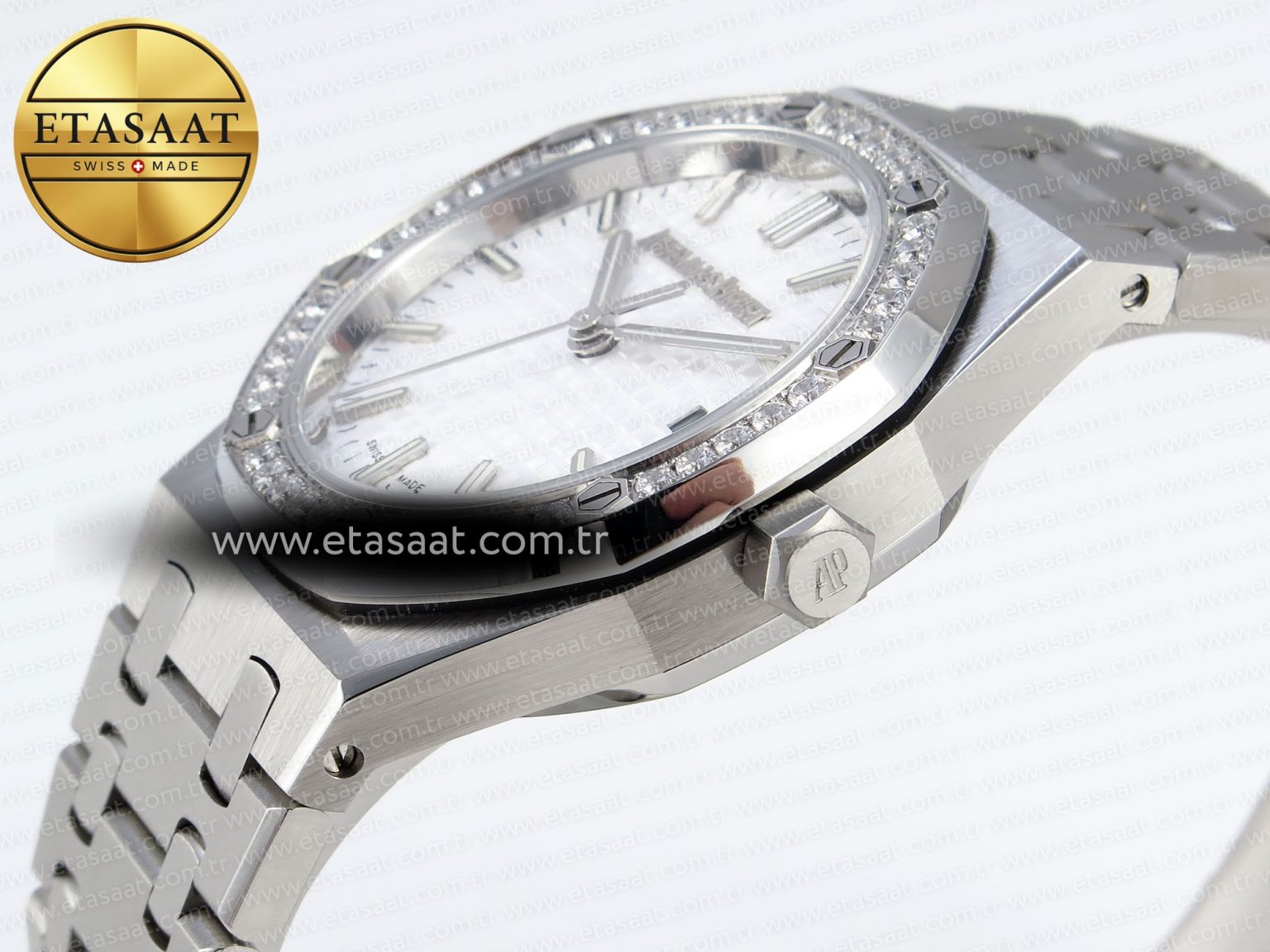 Audemars Piguet WHITE DIAL DIAMONDS BEZEL ON SS A5800 - Görsel 8