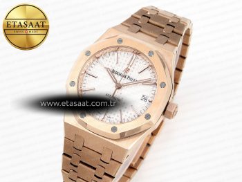 ROYAL OAK 37MM 15450 RG IPF BEST EDITION WHITE DIAL ON RG BRACELET SA3120 SUPER CLONE