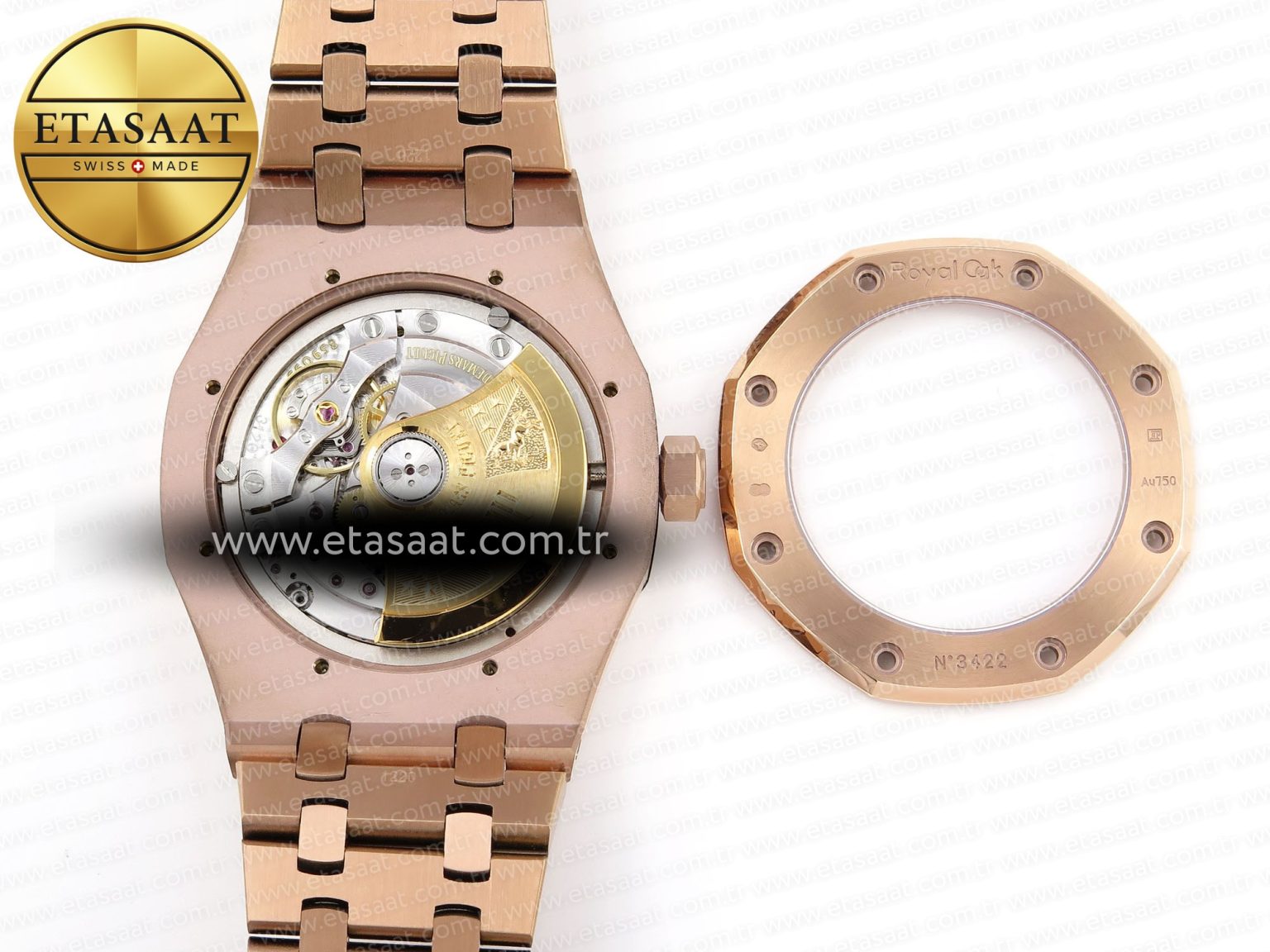 ROYAL OAK 37MM 15450 RG IPF BEST EDITION WHITE DIAL ON RG BRACELET SA3120 SUPER CLONE - Görsel 15