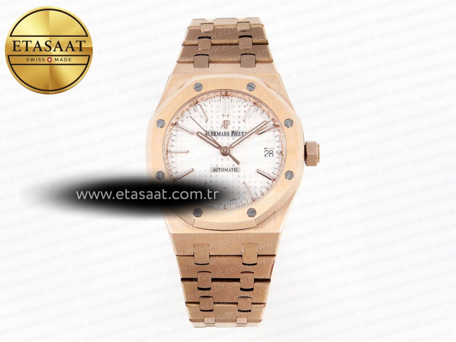 ROYAL OAK 37MM 15450 RG IPF BEST EDITION WHITE DIAL ON RG BRACELET SA3120 SUPER CLONE - Görsel 3